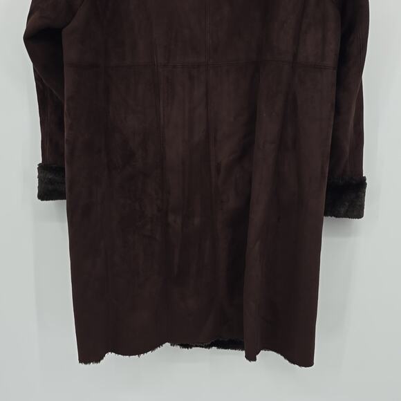 Calvin Klein Faux Fur Brown Midi Coat Women's Size XL. - Picture 6 of 9